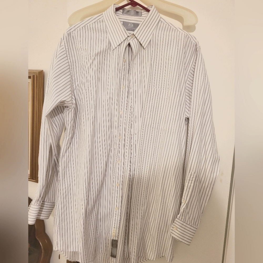 Stafford Executive Long Sleeve Button Up Dress Shirt, 16.5x35